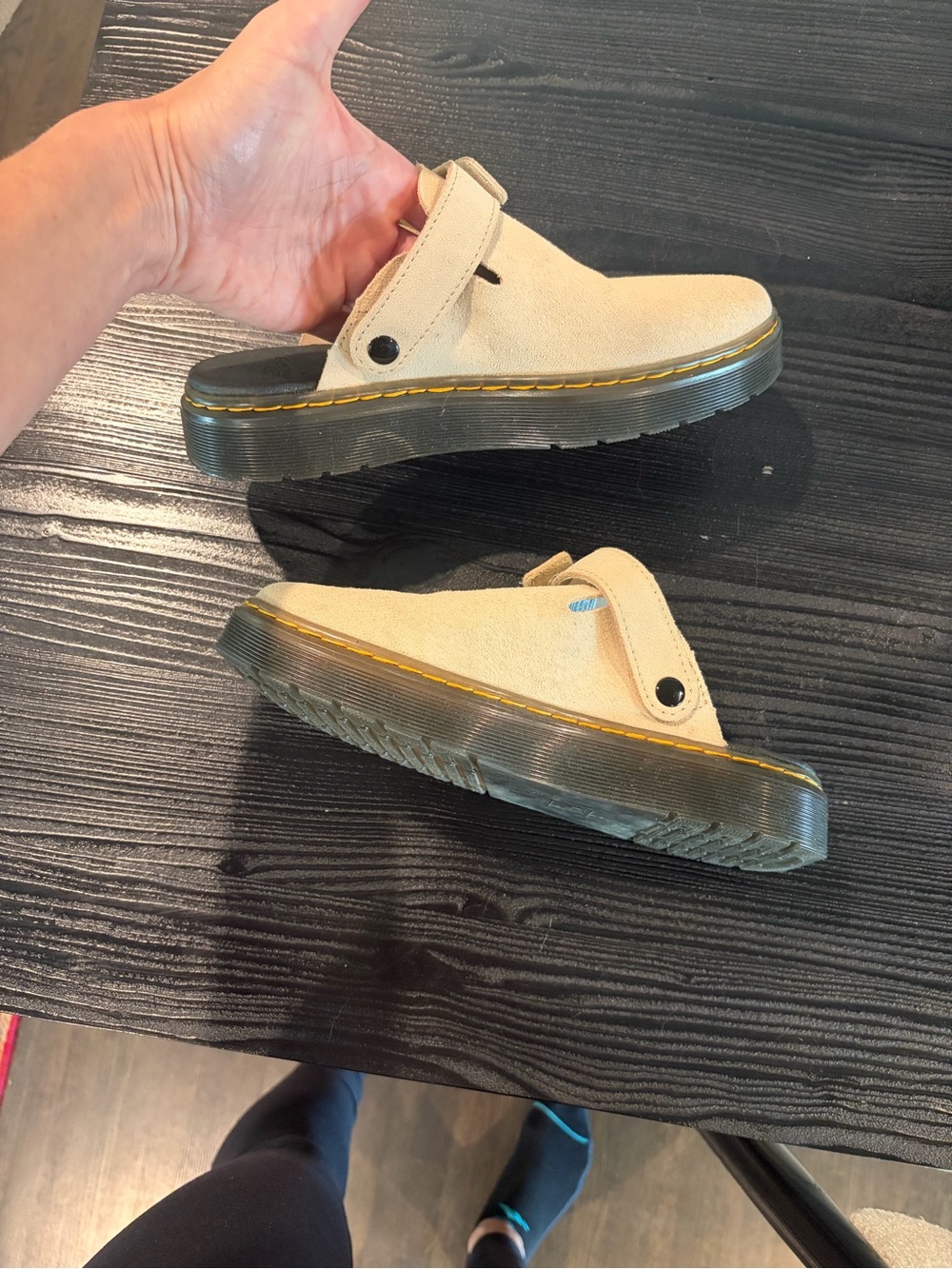 Dr. Martens Beige Suede Slip-On Clogs with Buckle worn once - Picture 5 of 7